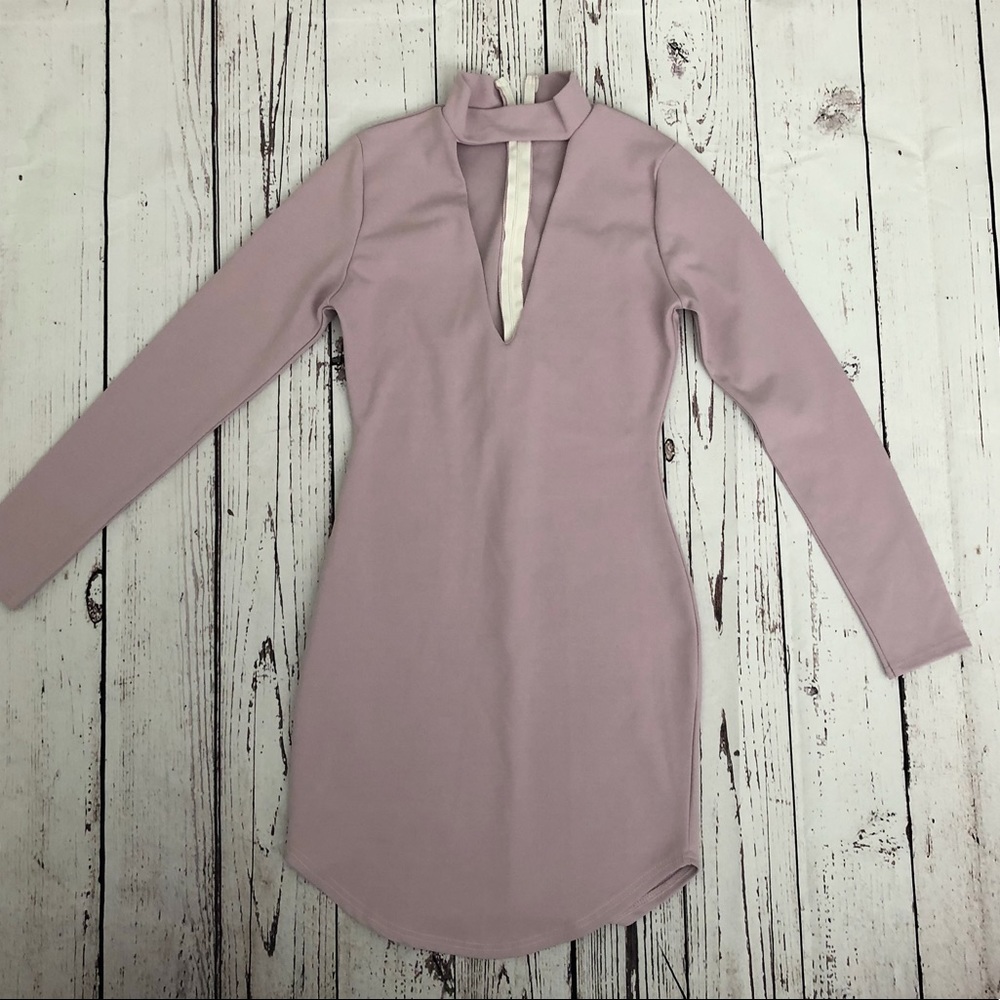 Missguided Mini Long Sleeve Dress - Lavender